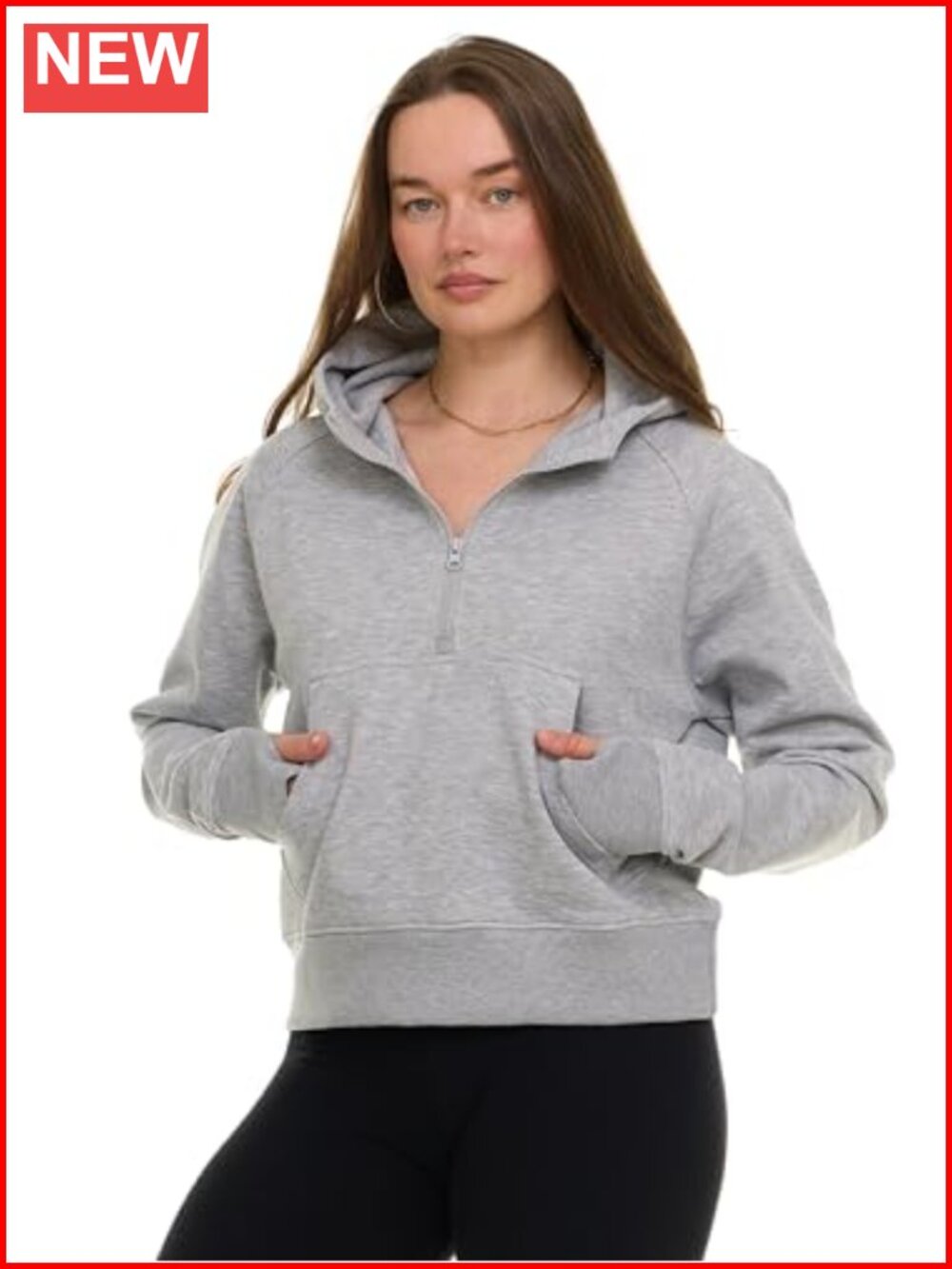 Womens Half Zip Fleece Cropped Hoodie Cotton Blend Pullover Sweatshirt